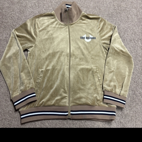 True Religion Beige Velour Track Jacket